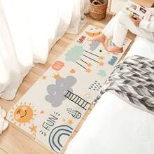 1pc Nordic Ins Style Square Cartoon Geometric Faux Wool Bedroom Bedside Rug, Living Room Floor Mat, Anti-Slip Sofa Cushion - Cloud - View 7