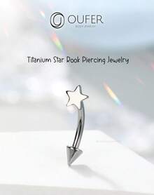 Solid Titanium Eyebrow Rings And Heart Labret Jewelry, 16G - Silver Cross - View 5