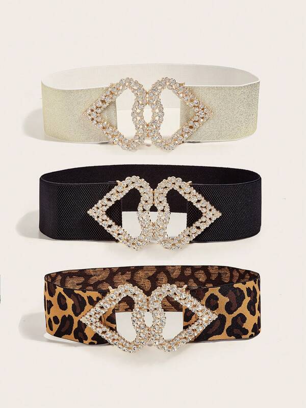 1 szt. damski, swobodny, biznesowy pasek w talii, dopasowany do talii, z błyszczącą, elastyczną talią z kryształkami w kształcie serca, modny i uniwersalny, idealny do sukienek, spódnic i kurtek puchowych