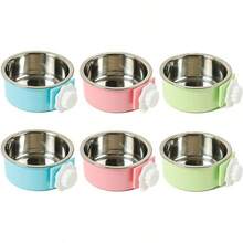 Kathson 2PCS Stainless Steel Dog Bowls Set Removable No Tip Puppy Food And Water Feeder Bowl Basic Metal Small Dog Bowls For Dogs Cats Rabbit Guinea Pigs Ferret FUOT - 尺寸:M(2*藍色,2*綠色,2*粉紅色) - 查看 9