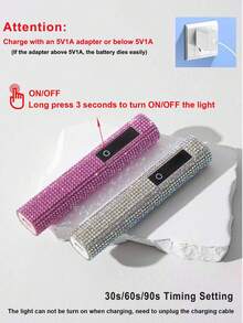 1 szt. lampa diamentowa UV LED do paznokci, przenośna lampa do utwardzania paznokci z wyświetlaczem dotykowym, lampa susząca do paznokci z ładowaniem USB, do zdobienia paznokci, żelowy lakier do paznokci, cyrkonie do paznokci, szybkoschnąca, mini lampa do paznokci