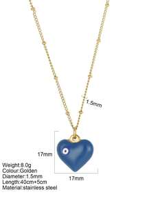 1pc Y2K Stainless Steel Multi-Color Heart & Eye Pendant Necklace For Women, Suitable For Christmas, Thanksgiving, Autumn/Winter Daily Wear, Great Gift