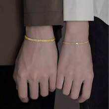 2pcsA Pair Of Couples' Silver Bracelets Crafted With Premium Silver, This Pair Of Bracelets Boasts A Timeless Heart Bangle Design Paired With Delicate Plain Chains. The Silver Material Exudes A Warm, Smooth Texture, And Is Gentle On The Skin-Ideal For Long-Term Wear Without Triggering Allergies.