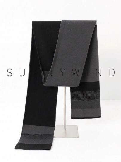 1 pieza Bufanda de punto de unicolor de poliéster para hombre, minimalista y versátil para uso diario