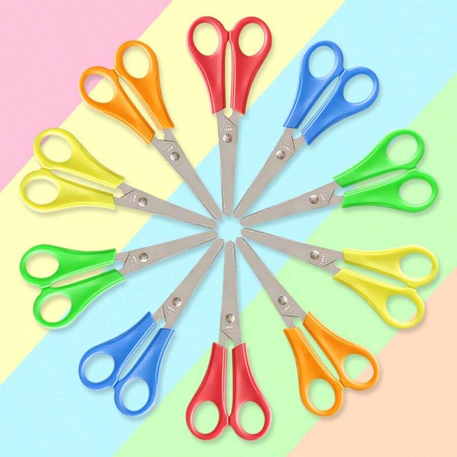 儿童手工剪刀尺子剪刻度小剪刀小学生剪纸剪刀圆头线头剪