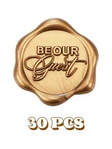 10/30/50/100 Pcs Be Our Guest Wax Seal Stickers, Envelope Seals, Self Adhesive Antique Gold For Wedding Invitations, Party, Christmas, Gift Wrapping - Antique Gold Be Our Guest - View 10