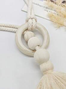 1 件/2 件波西米亚风格手工编织流苏装饰系绳，窗帘装饰，奶油色透明