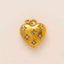 1pc Fashion Hot Selling Golden Heart Series Sacred Heart Rainbow Love Hundred Page Love Zirconia Heart Heart Lock Stainless Steel Pendant, Electroplated 18K Gold, DIY Jewelry Accessories, DIY Necklace Accessories, Bracelet Accessories, Keychain Accessories, Suitable For Daily Leisure Festivals As An Exquisite DIY Pendant To Wear.
