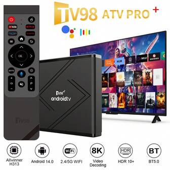 En TV-box Android 14 Mediaspelare 4G 5G Dubbel Wifi 6 8K 4K Röstfjärrkontroll Allwinner H313 Fyrkärnig IPTV