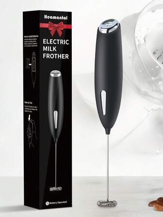 Espuma y mezcla rápidamente - Espumador de leche eléctrico, mezclador de bebidas de acero inoxidable - Portátil y perfecto para café, latte, capuchino y talla grande - Batido sin esfuerzo, mini batidora inalámbrica - Funciona con pilas (no incluidas)