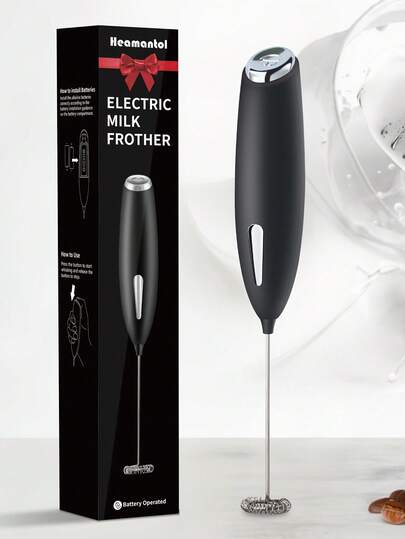 Espuma y mezcla rápidamente - Espumador de leche eléctrico, mezclador de bebidas de acero inoxidable - Portátil y perfecto para café, latte, capuchino y talla grande - Batido sin esfuerzo, mini batidora inalámbrica - Funciona con pilas (no incluidas)