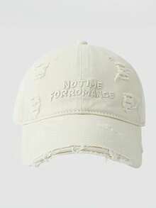 Gorra de béisbol desgastada para mujer, con bordado de letras, ajuste estilizante con ala ancha