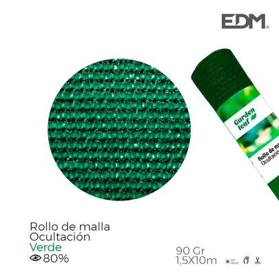 Rollo de malla de ocultacion color verde 90gr 1,5x10m edm