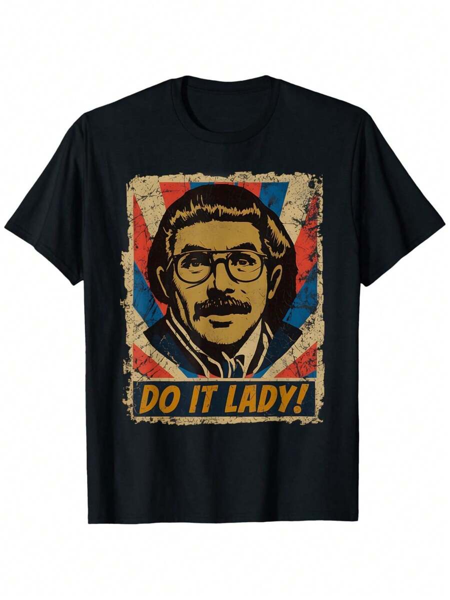 Interesting Do It Lady Chit Humorous Casual T-Shirt Crewneck Cotton - Black - View 1