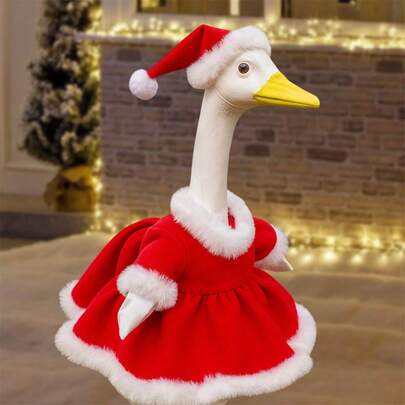 Christmas Goose Lawn Decor  Festive Santa Dress Outdoor Statue For Garden Holiday Decoration