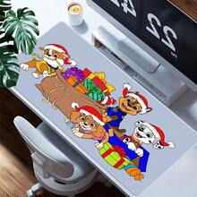 1pc Large  Mouse Pad With Festive Cartoon Pups Design - Non- Rubber Base, Washable Desk Mat For Office, Gaming, Home Decor - Holiday & Playful Characters Computer Accessory, Large Mouse Pads For Desk, School Desk Accessory, Fun Design, Functional Artwork