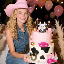 LaVenty Cowboy Rodeo Cake Topper Cowboy Western Cake Decorations Cowboy Hat Birthday Cake Topper Cowgirl Boots Cake Topper Cow Balls Cake Topper - Multicolor - View 12