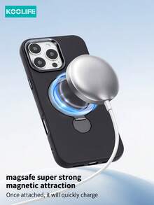 Koolife 1pc 360° Rotating Bracket Phone Case, Shockproof Air Cushion Full Protection, Liquid Anti-Slip PC+TPU Material, Independent Buttons, Suitable For IPhone 17 ProMax/17/17 Pro/17 Air/15/15 Plus/15 Pro/15 ProMax/16/16 Plus/16 Pro/16 ProMax/16e - Black - View 2