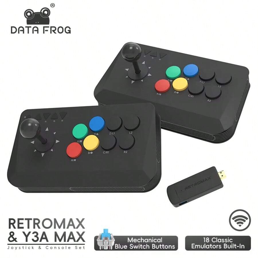 DATA FROG Arcade Fighter Stick For Windows IOS Android TV Box Street Fighter Arcade Joystick Support M8 Retro Game Stick - Black - View 1