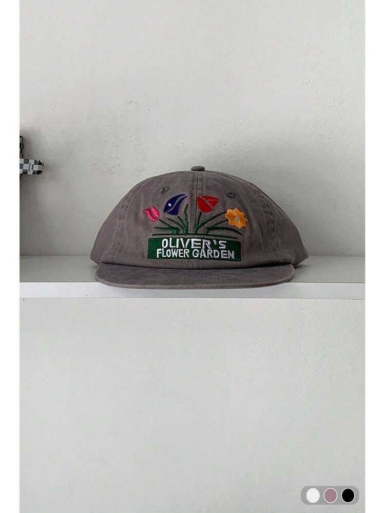 Boné Aba Reta Unissex, Boné Snapback com Bordado de Letra em Bloco de Cor Exclusivo, Boné de Beisebol Casual Streetwear, Boné de Hip Hop com Aba Ajustável - Multicolorido - Visão 2