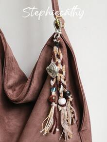 STEPHIECATHY Corde nouée à la mode, décorations de petits chevaux de Troie en métal, coquillages d'argent, perles colorées, franges tressés à la main. Breloques de sac, porte-clés, pendentifs convenant aux accessoires de téléphone portable, sacs à main, ornements suspendus dans un style bohème vintage. - Multicolore - Voir 1