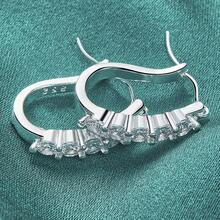 925纯银镀层锆石耳环女士结婚订婚时尚珠宝 - 銀色 - 查看 3