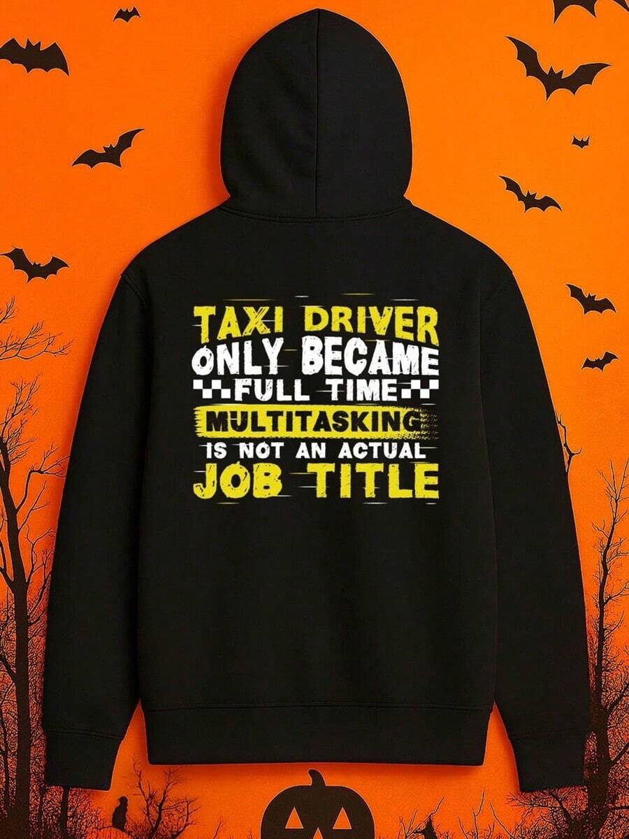 Men's Funny Taxi Driver Slogan Hoodie - Taxi Driver Only Became Taxi Driver German Text Print Sweatshirt, Black With Yellow Lettering, Soft Casual Pullover Hooded Sweater For Taxi Enthusiasts & Hu,Fall Hoodies,Men's Fall Clothes,Street Wear,Halloween,Mens Hoodies,Y2k Clothes,Jesus Hoodie,Thanksgiving Day,Nightmare Before Christmas,Christmas - 黑色 - 查看 1
