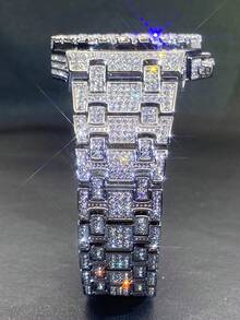 Ceas de lux pentru bărbați cu cuarț, cadran gol, cu strasuri, design unic la scară, indicator luminos, model pentru petreceri și...