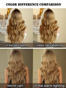 7JHH WIGS Long Wave Blonde White Highlight Wigs For Women - Loose Fluffy Wavy Curly Wig With Bangs Dark Roots, Full Machine High Density Synthetic Heat Resistant Fiber Hair Purple Red Wigs For Daily Wear,Halloween Cosplay & Music Festival Party Use 26 Inch - 挑染白色 - 查看 7
