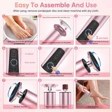 二合一电动足部抛光机，指甲钻抛光机，6速电动足部抛光机C型去角质器，专业去死皮修脚工具，节日礼物 - 彩色 - 查看 9