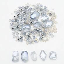 210 piezas de cuentas de vidrio, cuentas retorcidas, cuentas de rombos puntiagudos, cuentas planas, cuentas pequeñas, cuentas sueltas chapadas, materiales para hacer joyas DIY para encantos de teléfono, collares, aretes, llaveros, bolsos