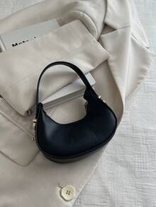 Mini Cute Solid White Handbag For Women, Fashionable Crescent Moon Shaped Bag With High-Quality Elegant Vibe, Versatile Handheld/Shoulder Bag