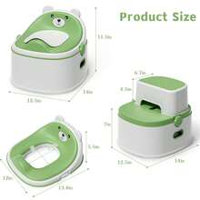 3-In-1 Toddler Potty Training Toilet Seat, Adjustable, Foldable Potty Chair Adapter With Ergonomic Design And Space-Saving Structure For Kids, Boys And Girls - Green - View 3