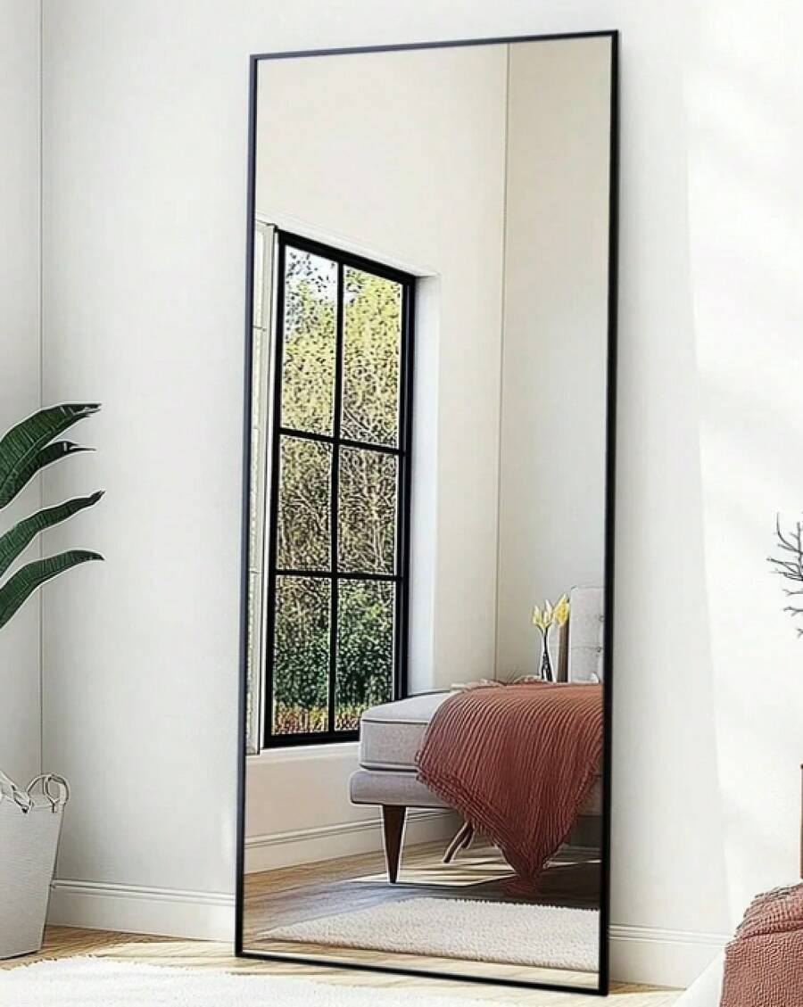 59"X16" Full Length Floor Mirror Rectangle Aluminum Frame Standing Leaning Wall Mounted