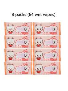 256 Stücke Super Mini Cartoon Muster Feuchttücher Kleine Packung, tragbare Feuchttücher für die tägliche Reinigung