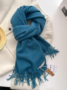 1条简约百搭高品质纯色仿羊绒保暖流苏围巾，时尚柔软的女士披肩，适合外衣装饰和连衣裙颈部保暖。 - 彩色 - 查看 21