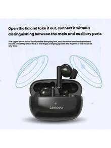 Lenovo TA210 Semi-In-Ear Headphones Are Comfortable To Wear, Lightweight And Sporty, With Adaptive Active Noise Cancellation, Dolby Atmos, Sweat-Proof And Durable, And Quick Pairing. Black