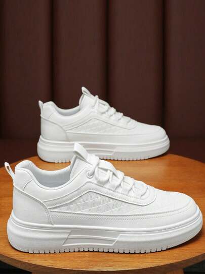 Zapatillas deportivas casuales de color liso con suela gruesa para hombre,Zapatillas de tenis ligeras y cómodas,Zapatillas deportivas de estilo ejecutivo que aumentan la estatura y son resistentes al desgaste,Ropa para todas las estaciones, actividades al aire libre, desplazamientos diarios, citas y reuniones.