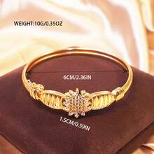24 Karat vergoldetes Zirkonia-besetztes Sonnenblumen-Armband-Set im mittleren Osten Boho-Stil, hochwertige Kleidung passend, für Party und Alltag, hochwertige Geschenke