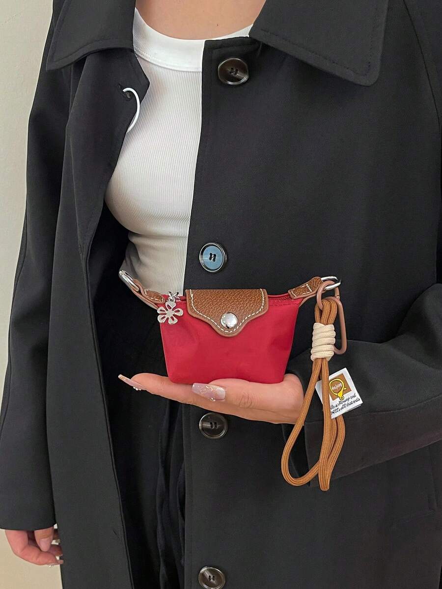 女士时尚简约迷你零钱包包包装饰可挂包包多种颜色可做小礼物可作为礼物送给闺蜜女士钱包迷你钱包零钱包手拿包零钱包 - 紅色 - 查看 1