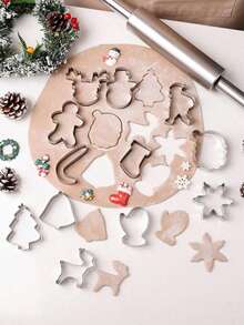 12/6/1pc Christmas Series Baking Tool Set, Christmas Cookie Cutting Molds, Diy Cake Baking Tools, Reindeer, Bells, Christmas Socks, Snowflakes, Gloves, Gingerbread Man, Candy Cane, Christmas Tree, Santa Claus, Snowman Shaped Cookie Cutting Molds, Fun Christmas Party Supplies, Festival And Party Supplies