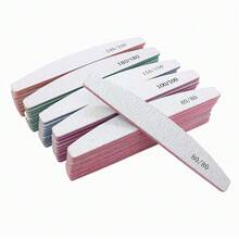 5pcs Professional Half-Moon Nail Files, Double-Sided Grit Scales 80/100/150/180/240 Grit Nail Buffers, Minimalist Nail Salon Use - Grey - View 5