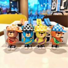 1pc Casual Cute Zinc Alloy Teddy Bear Keychain, PVC Soft Plush Hat Bear Bag Charm, Couple Gift, All Season Christmas Bag Charms Car Accessaries Teacher Friend Sister Gift Ideas