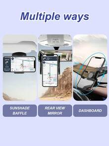 360° Rotating Car Phone Mount – Universal Clip-On Holder For Dashboard & AC Vent, Adjustable Grip, 1-Hand Operation – Fits All Smartphones, Car Navigation Clip-On Phone Holder