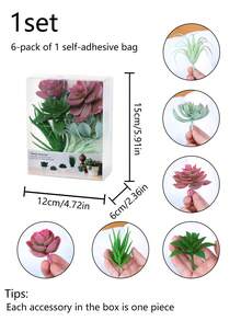 6pcs Artificial Plastic Succulent Plants DIY Decor, Suitable For Home, Hotel, Yard, Garden And Other Occasions, Green Plant DIY Succulent Decoration - Multicolor - View 13