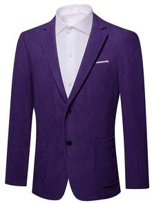 1pcs Mens Blazer Suit Purple Jacket Button Coats Regular Fit Wedding Formal Casual Party Banquet - Purple - View 4
