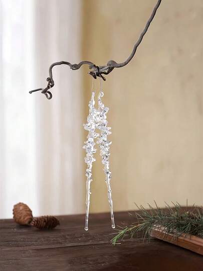 Crystal Snowflake Icicle Christmas Decorations, Clear And Transparent Acrylic, Snowflake Icicle Deer-Shaped Decoration Set, Suitable For Christmas Decoration, Hanging On Christmas Tree Parties, Weddings Or Home Decoration