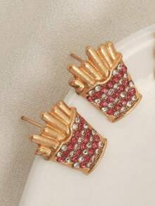 1 Cặp bông tai hình bỏng ngô và kem giả ngọc trai phong cách Âu Mỹ sáng tạo ngộ nghĩnh kèm đá giả (Không kèm thẻ) - Nhiều màu - Xem 12