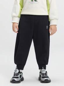 Balabala Young Boys Thermal Lined Curved Pants 2025 Winter, Banana Pants For Boys & Girls - Black - View 1