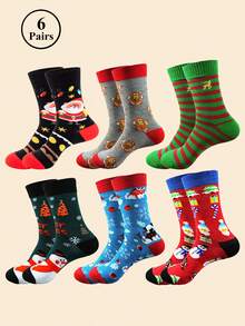12/6 Pairs Women's Christmas Socks, Assorted Patterns, Christmas Gift Socks + Dual-Use Home Decor Socks